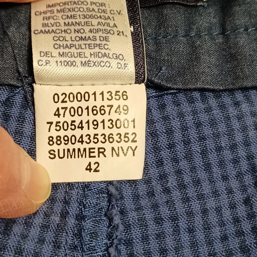 Chaps‎ Shorts Mens 42 Navy Summer NVY Seersucker Micro Check Cotton Flat Front